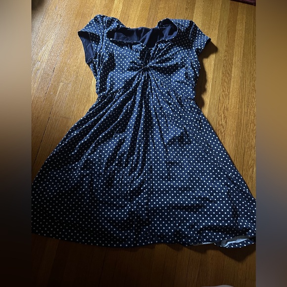 Garnet Hill Navy Blue & White Nautical/ Retro-Inspired Dress, Size 16, NWOT - Picture 1 of 9